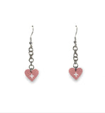 Heart on a Chain Earrings - Nickel-Free, Hypoallergenic 325 Sterling Silver