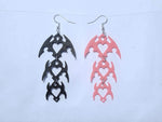 3-Tier Gothic CyberSigilism Heart Earrings - Nickel-Free, Hypoallergenic 325 Sterling Silver - 3D Printed Dark Fantasy Statement Jewelry